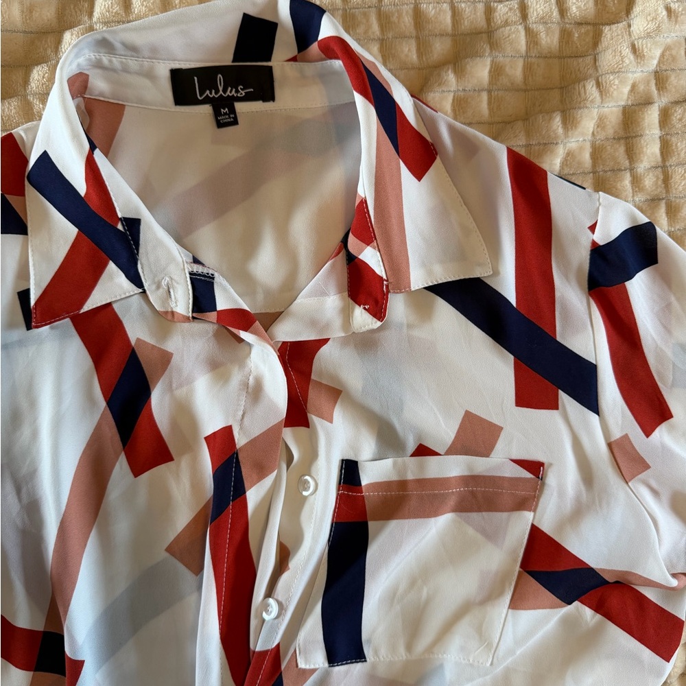 Lulu's Multicolor Geometric Button Down Shirt - image 3